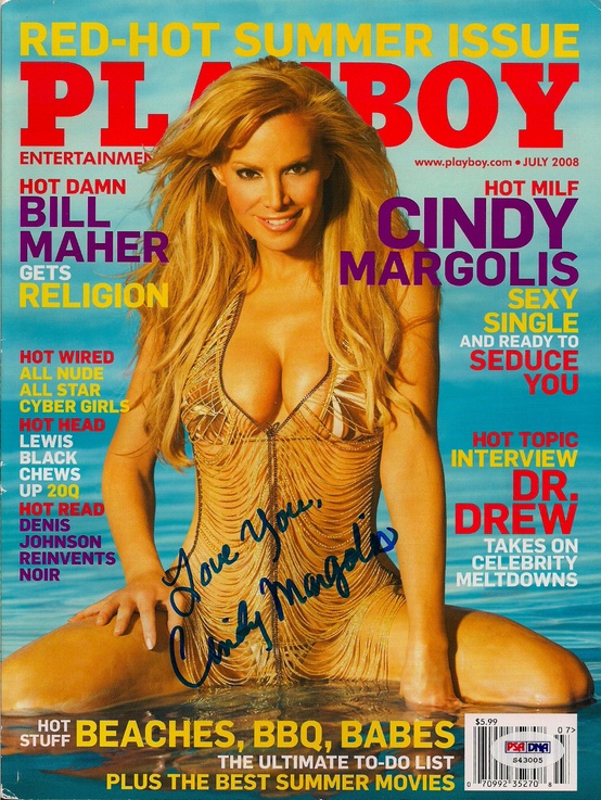Photo:  Cindy Margolis Signed 2008 July Playboy Magazine